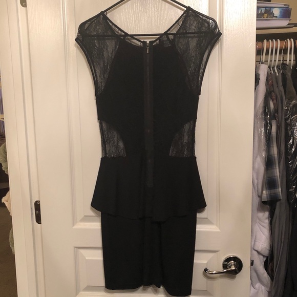 Bebe black peplum peony dress SIZE Small - Picture 2 of 5